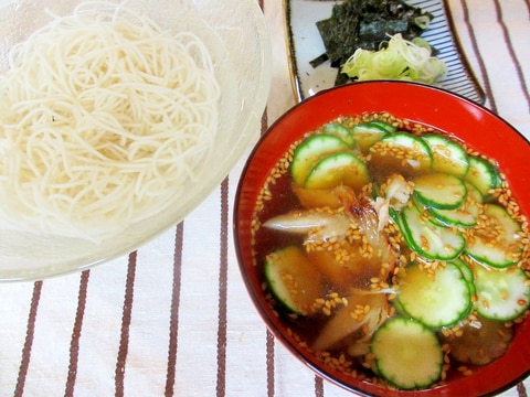 カマスときゅうりのそうめん